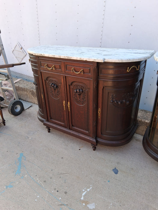 LOUIS XVI WHITE MARBLE TOP CURVED SERVER