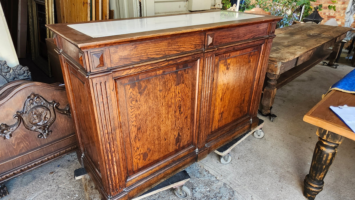 SMALL OAK COUNTER WITH MARBLE INSERT