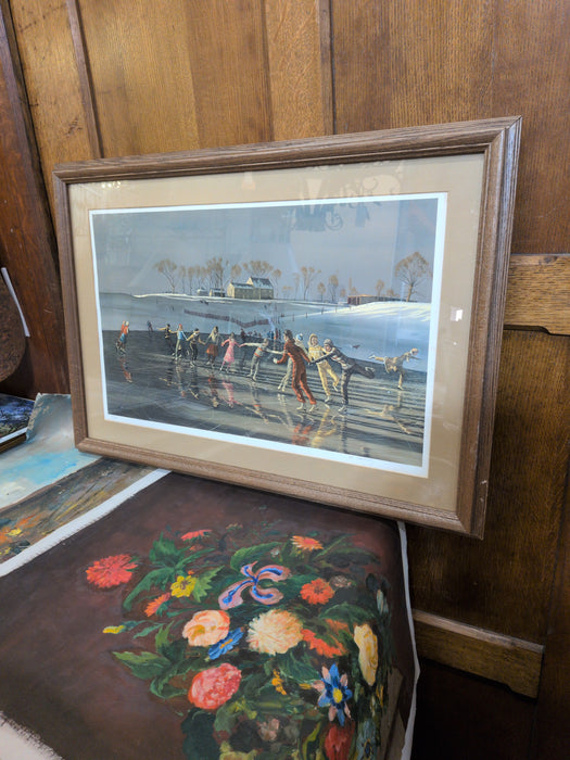 LARGE FRAMED PRINT OF SKATERS