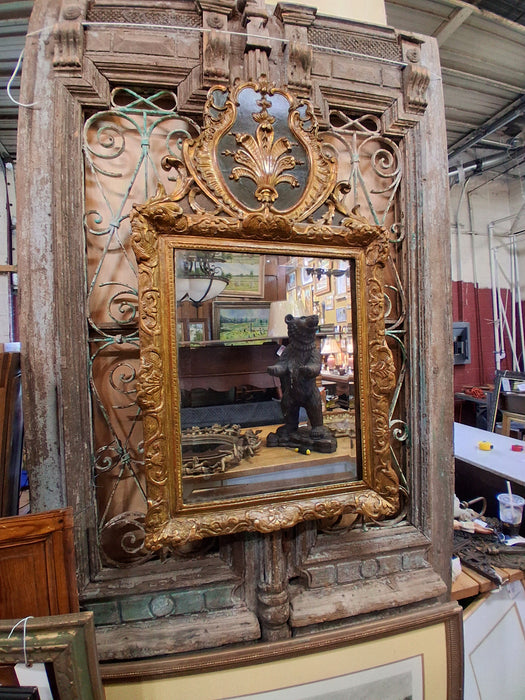 ORNATE GILT FRAMED BEVELED GLASS MIRROR