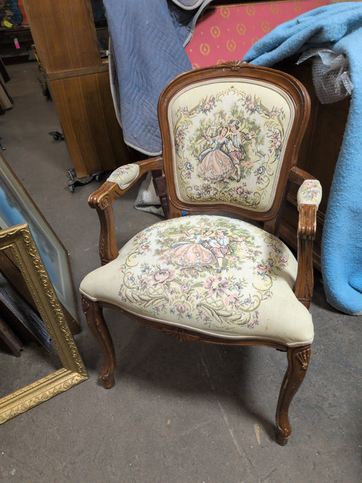 LOUIS XV TAPESTRY FABRIC CHAIR - AS FOUND