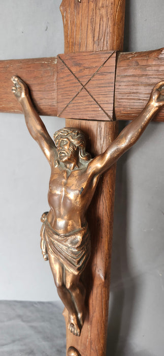 LARGE CRUCIFIX WITH COPPER OXIDE CORPUS