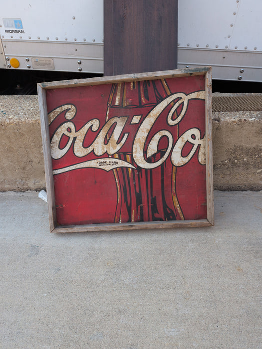 FRAMED RED COCA COLA SIGN