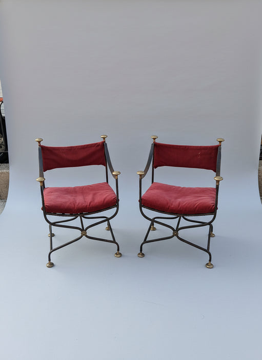 PAIR OF IRON SAVONAROLA CHAIRS