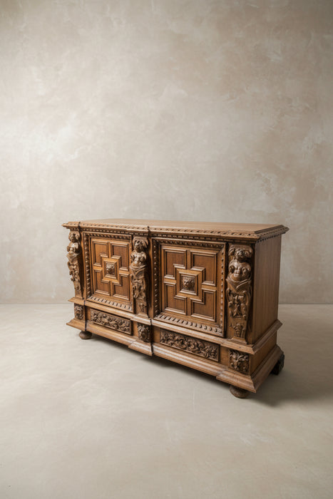 RENAISSANCE REVIVAL SERVER WITH FIGURAL CARVING
