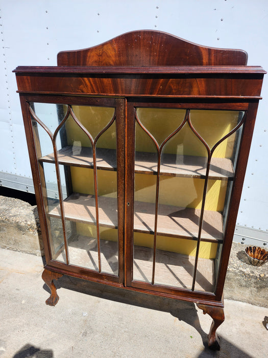 CHIPPENDALE SMALL CURIO CABINET  WITH CLAW FEET C 1920