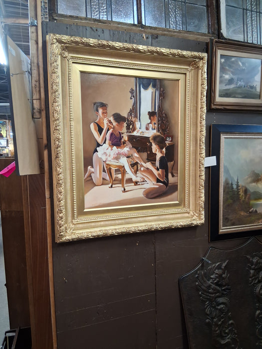 OIL PAINTING OF DANCERS ON BOARD CIRCA 1996 - SHERRY HERRINGTON