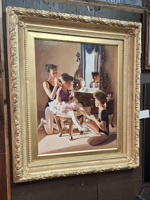 OIL PAINTING OF DANCERS ON BOARD CIRCA 1996 - SHERRY HERRINGTON