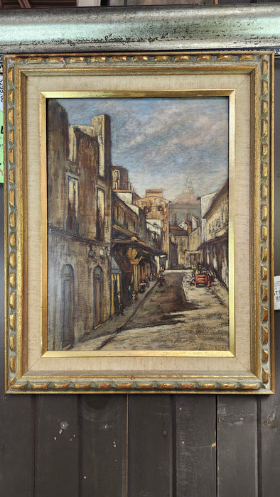 SMALL FRAMED OIL PAINTING OF FLORENCE, STREET WITH CARS -SIGNED MARIA LUISA UGOLINI-BONTA