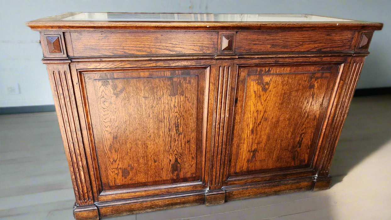 SMALL OAK COUNTER WITH MARBLE INSERT