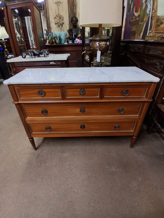 LOUIS XVI MARBLE TOP 3 DRAWER CHEST