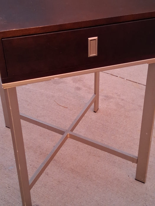 CHROME WOOD SIDE TABLE