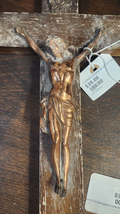 COPPER CRUCIFIX ON ROUGH FINISH