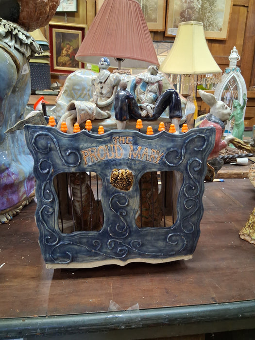 AS FOUND PROUD MARY CIRCUS CAR WITH SOFA RIDERS BY TERRI WILDER