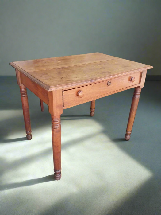 TURNED LEG AMERICAN WALNUT WRITING TABLE
