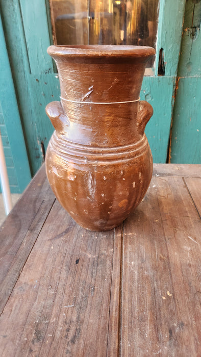 RED CLAY VASE WITH TWO HANDLES