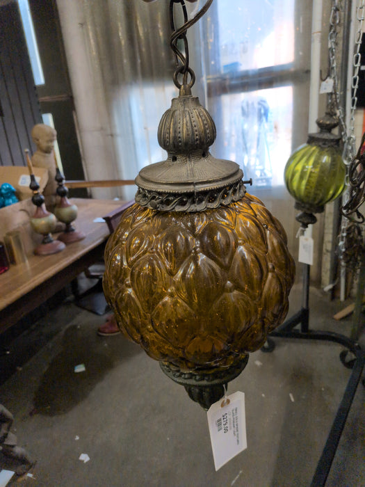 SMALL GOLD SPHERE TEXTURED GLASS PENDANT LIGHT