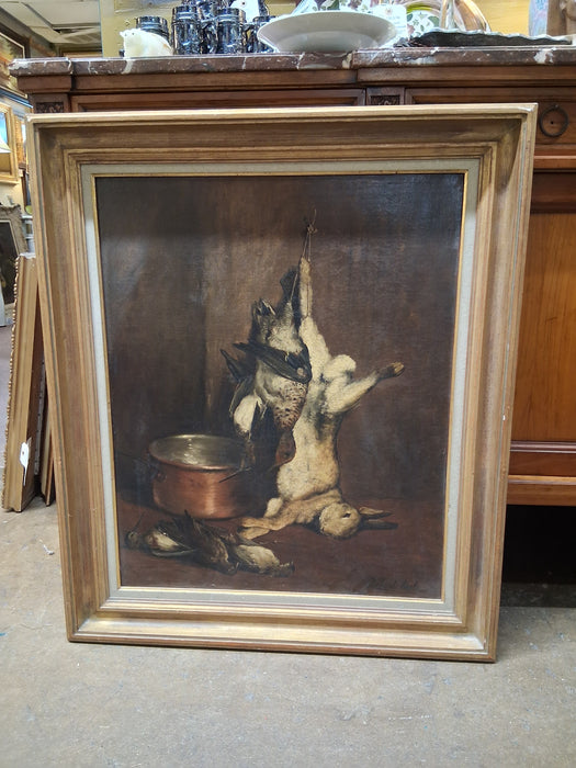 19TH CENTURY MORT GAME OIL PAINTING ON CANVAS