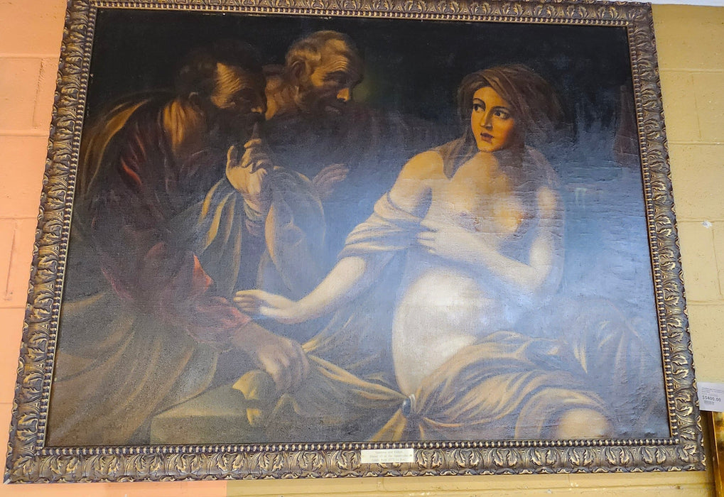"SUZANNE AND THE ELDERS DANIEL 13 IN THE APOCRYPHA" OIL ON CANVAS PAINTING SIGNED GUIDO RENI