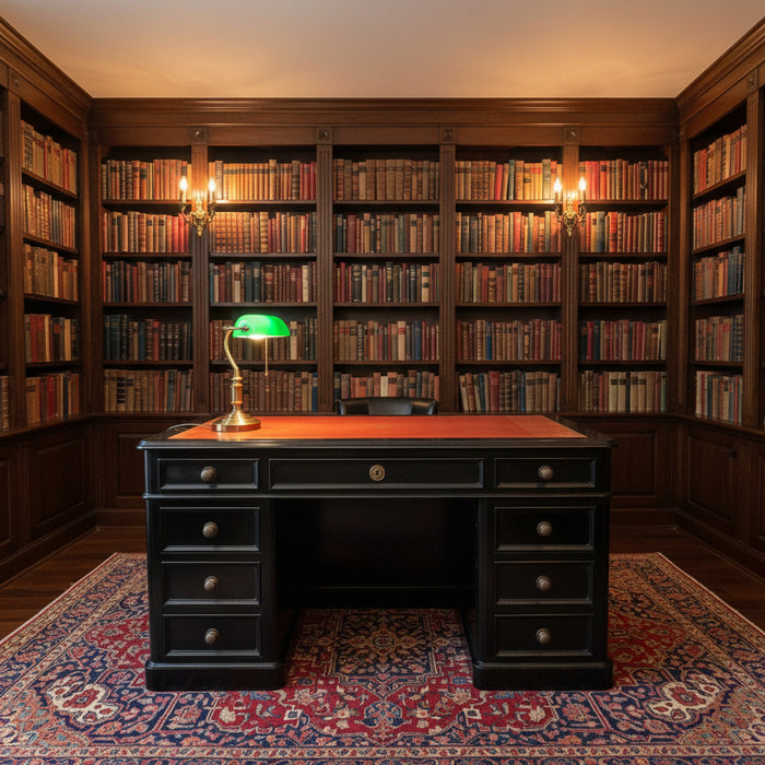 EBONIZED PARISIAN LEATHER TOP LOUIS PHILIPPE DESK