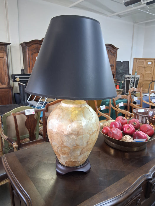 ABALONE LAMP WITH BLACK SHADE
