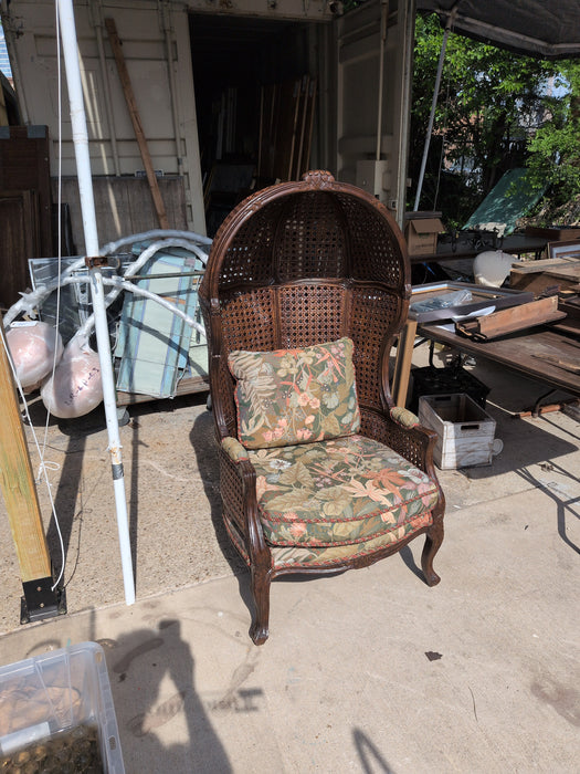 FRENCH DOUBLE CANED HOODED CHAIR