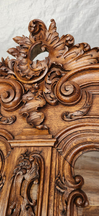 FRENCH OAK LIEGE STYLE CHINA CABINET