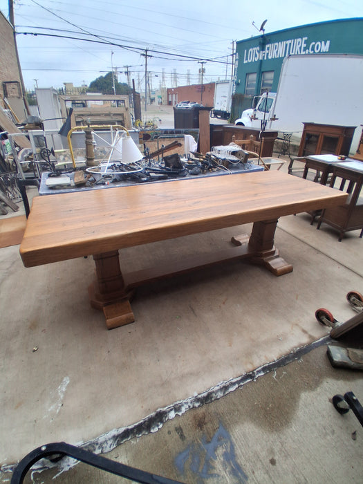 HEAVY RUSTIC OAK TRESTLE TABLE