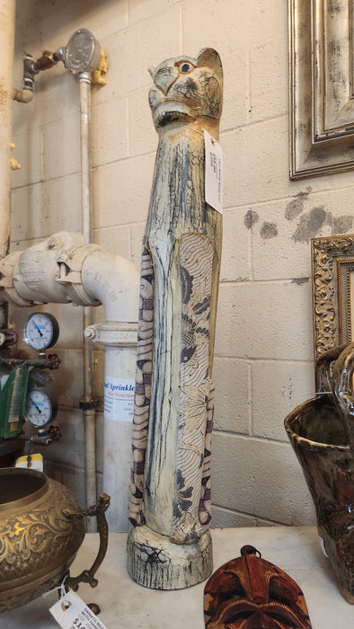 TALL WHITE WOOD CAT