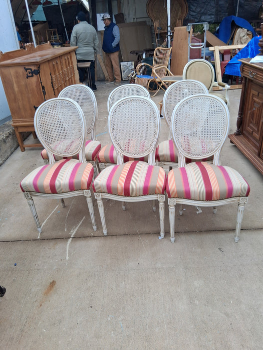 SET OF 6 WHITE LOUIS XVI CHAIRS WITH CANED SEATS