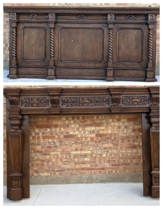 MONUMENTAL FIREPLACE MANTEL AND OVERMANTLE