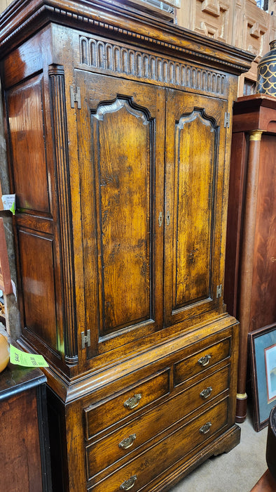 2 PIECE DARK OAK CABINET WITH QUARTER COLUMNS