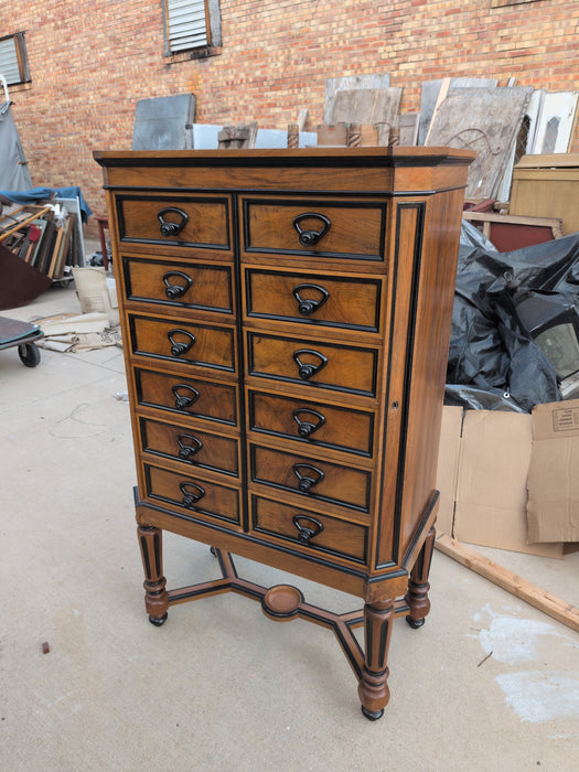 WALNUT BIEDERMIER FIGURED EBONY TRIMMED SPECIMEN CABINET