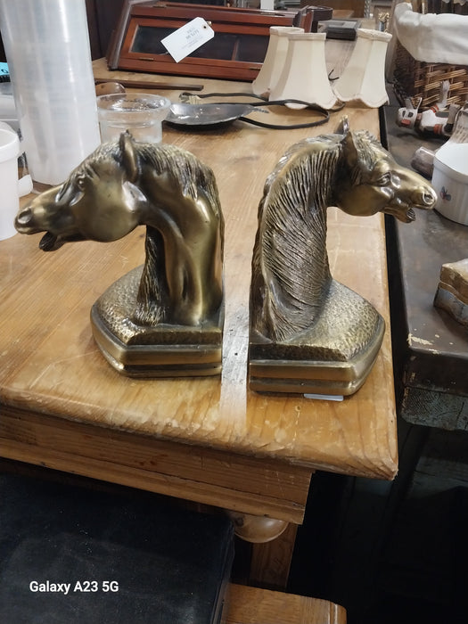 PAIR OF BRASS HORSE BOOKENDS