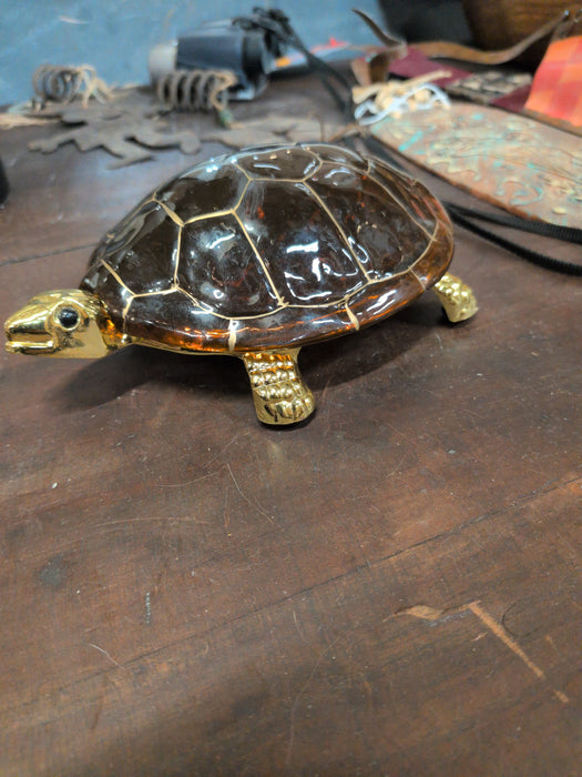 BRASS AND ACRYLIC TURTLE BOX