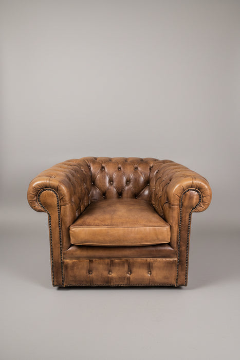 LEATHER CHESTERFIELD CHAIR - AS FOUND