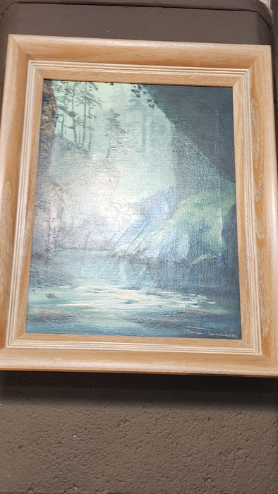 SMALL SYLVAN OIL PAINTING WITH WATERFALL