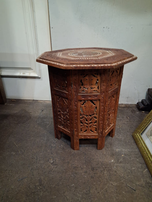 INDIAN TEAK OCTAGON SIDE TABLE