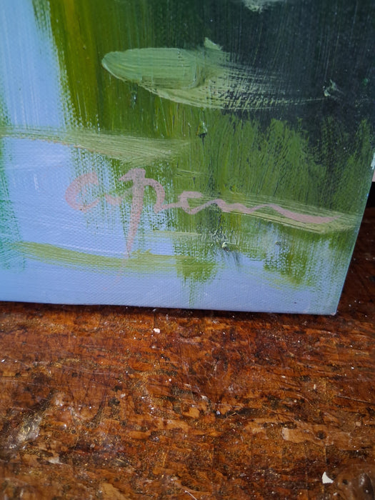 UNFRAMED IMPRESSIONIST POND PAINTING