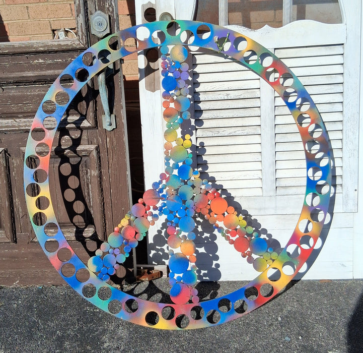 LARGE COLORFUL METAL PEACE SIGN