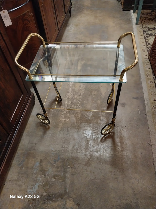 GLASS AND BRASS BAR CART