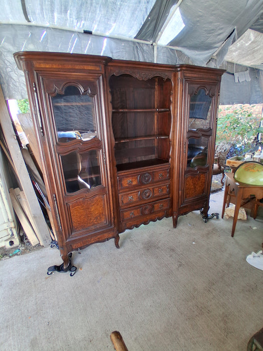 FRENCH BRESSON CHERRY CABINET WITH GLASS IN DOORS