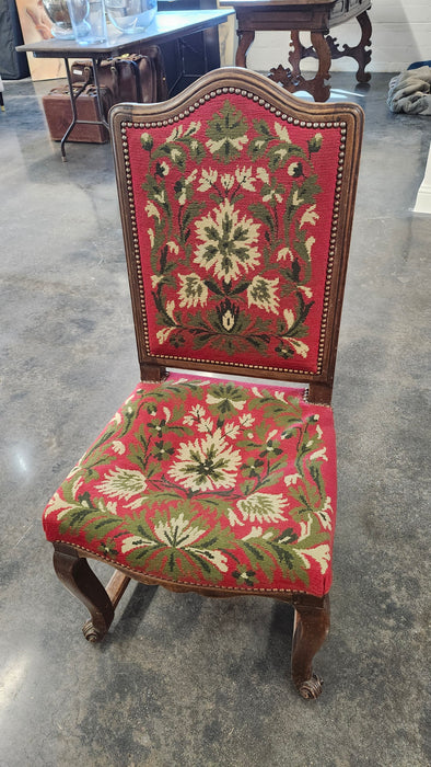 FRENCH RED NEEDLEPOINT SNAIL FOOT CHAIR