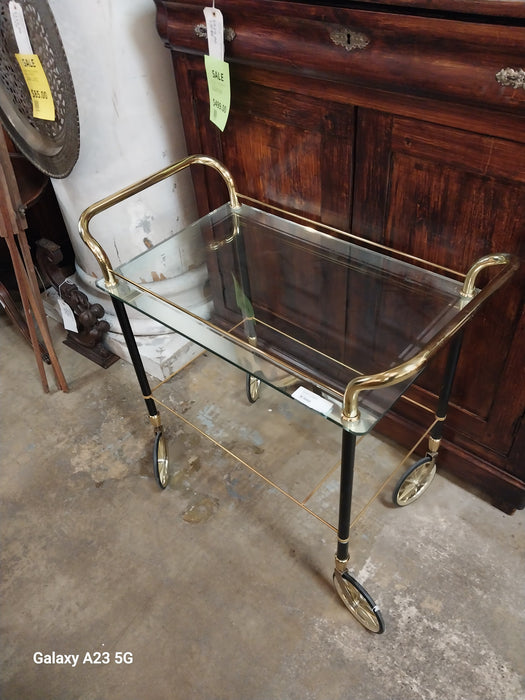 GLASS AND BRASS BAR CART