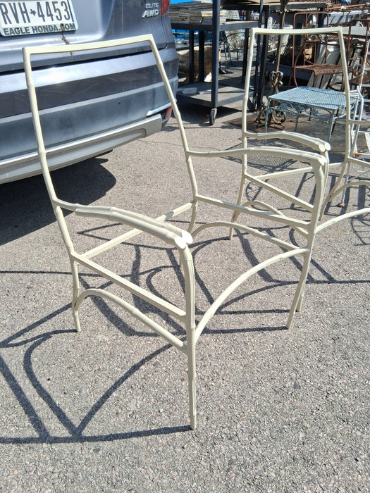 PAIR OF METAL FAUX BAMBOO ARM CHAIR FRAMES