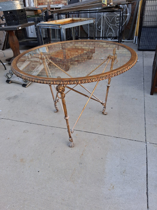 RALPH LAUREN GLASS TOP IRON TABLE
