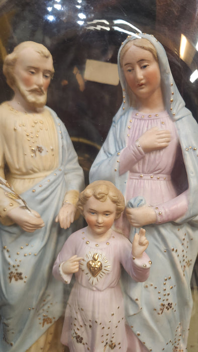 PORCELAIN HOLY FAMILY UNDER OVAL DOME