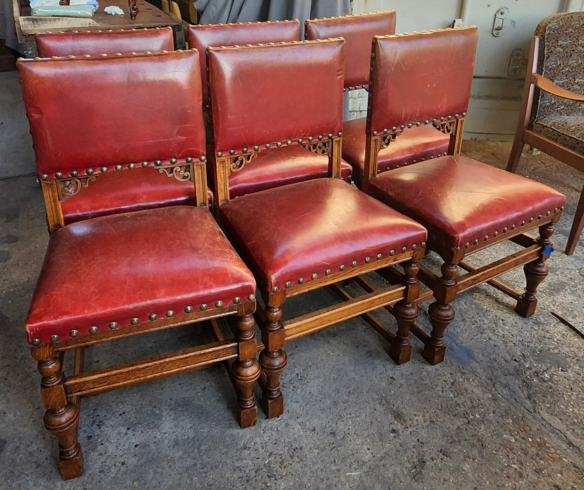 SET OF 6 SQUARE BACK LEATHER CHAIRS