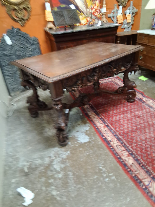 DRAGON CARVED LIBRARY TABLE