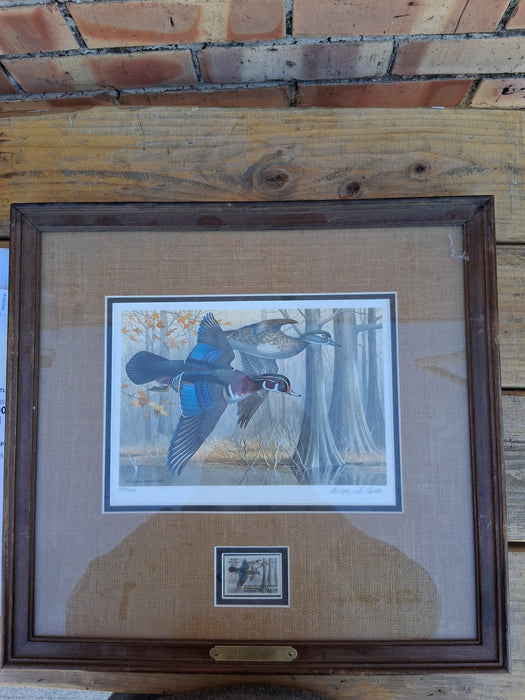 DUCK LITHOGRAPH SIGNED BY MANYARD REECE